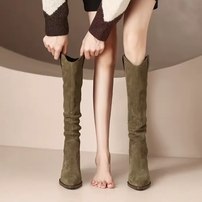 Chaussures à Talons Mi-Hauts pour Femme, Bottes artificiel astiques, sulf, Noires, Pointues, Chics et Élégantes, Gothiques, Hiver