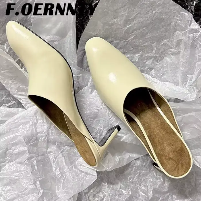 Mules rétro en cuir véritable pour femmes