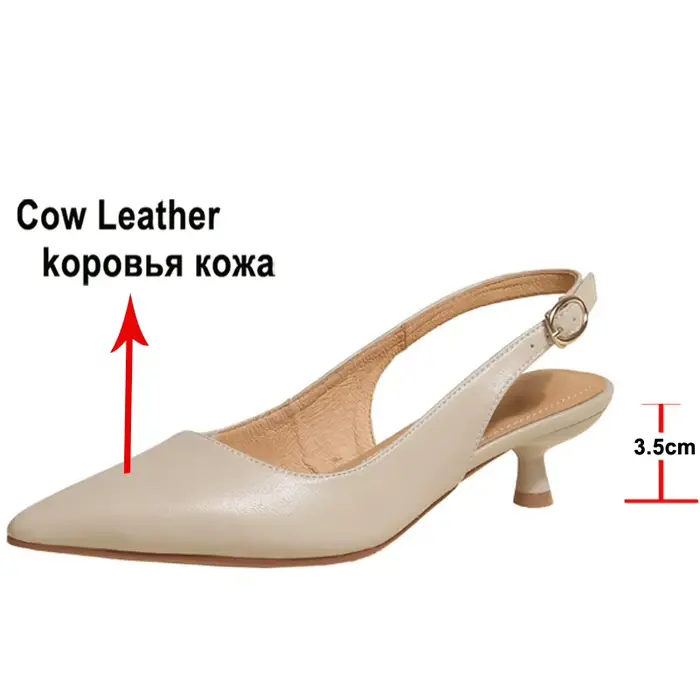 Meotina-Chaussures à bride arrière en cuir de vache véritable pour femmes, escarpins pointus à talon