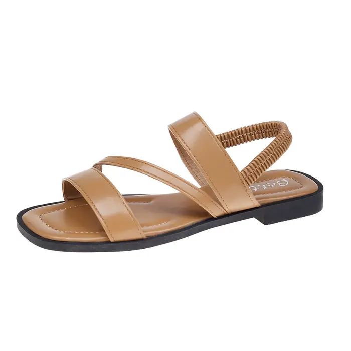 Sandales pour femmes noir couleur unie sandales décontractées Simple été Shopping voyage quotidien j