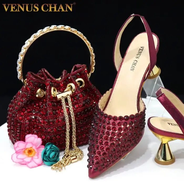 Venus Chan – escarpins à bout pointu pour femmes, chaussures et sacs italiens élégants, couleur vin,