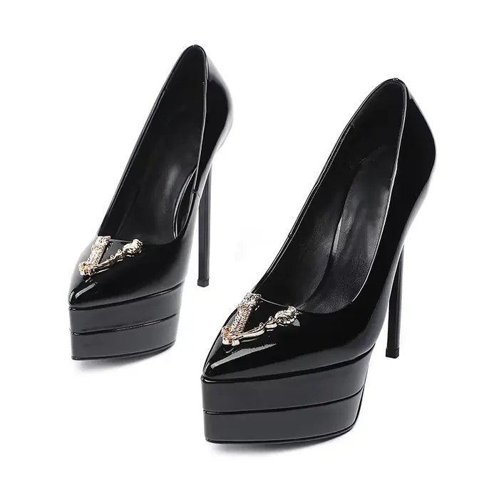 2023 15cm talon aiguille pointu laque cuir mode talons hauts sexy fête de mariage marque de luxe talons hauts chaussures pour femmes