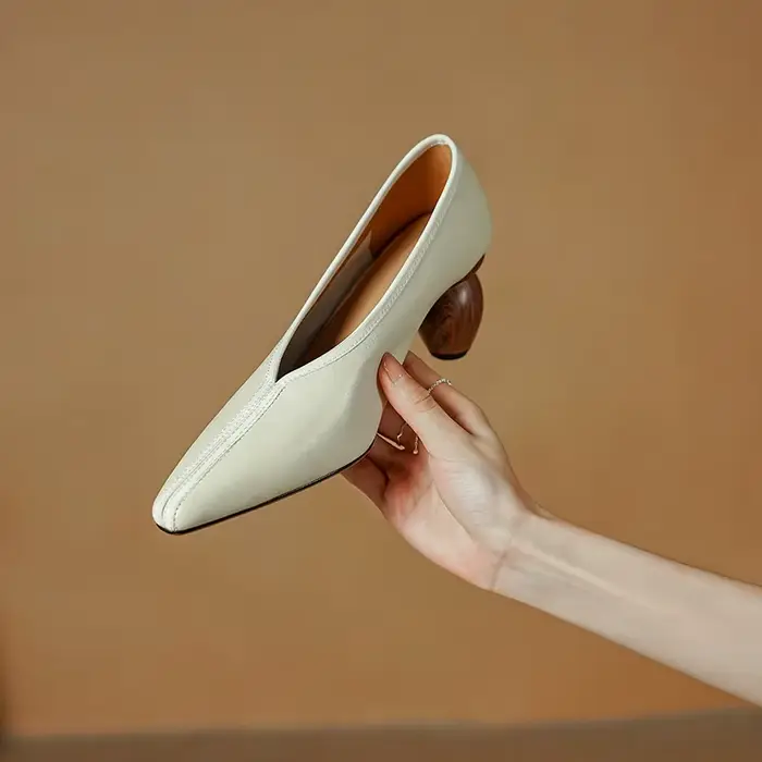 Escarpins pointus en cuir véritable pour femmes