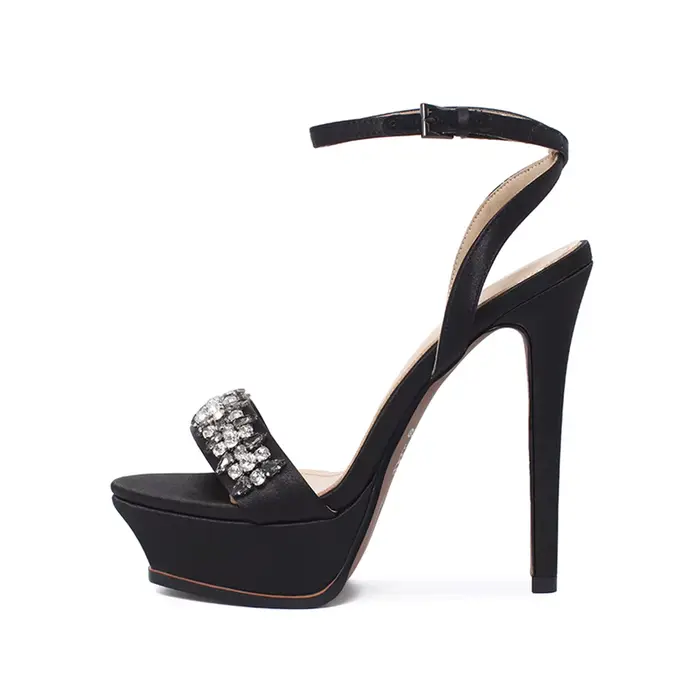 Arden Furtado 2025 été champagne soie plate-forme cristal Banquet chaussures bout rond Super haut ta