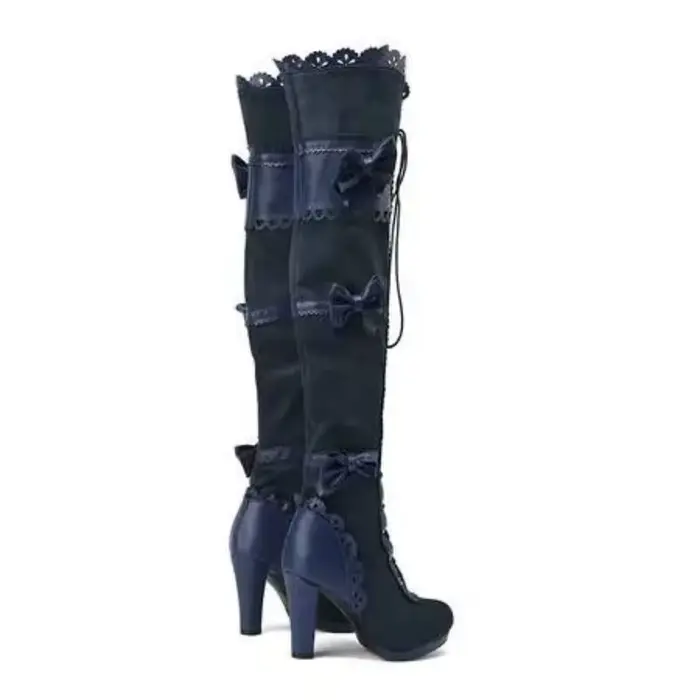 2025 mode femmes bottes Stretch sur le genou Sexy chaussures de fête talons hauts à lacets fermeture