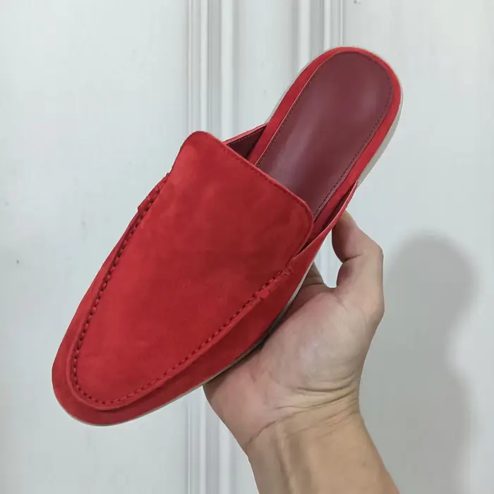 Chaussures mules d'été grande taille en cachemire et velours de peau de mouton