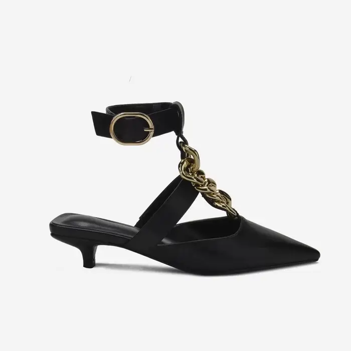Sandales pour femmes été 2025 Design chaîne en métal boucle réglable femme luxe chaussures à talons 