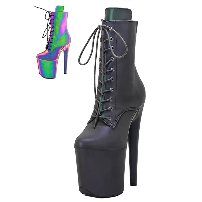 WUXIN H&P bottes à talons strip-teaseuse de 8 pouces pour femmes, bottines de danse pôle, chaussures