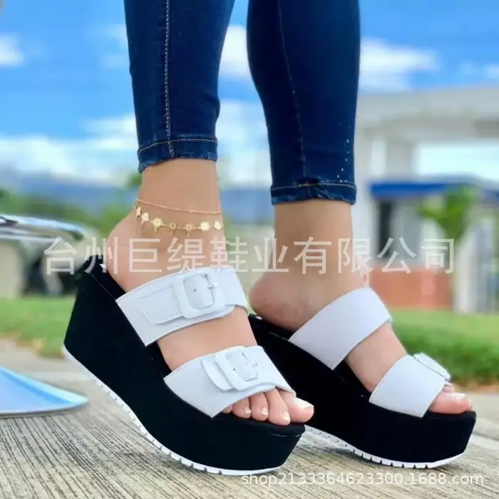 Femmes compensées plate-forme sandales femme chaussures 2025 été dames pieds nus glisser augmenter l