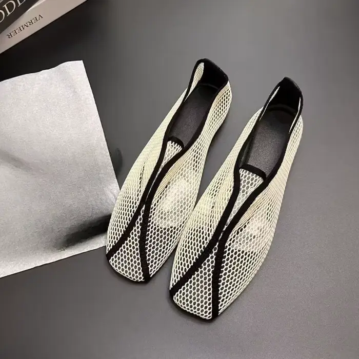 Sandales ajourées en maille pour femme 2026 - Sandales plates Mary Jane à bout carré une pièce pour 