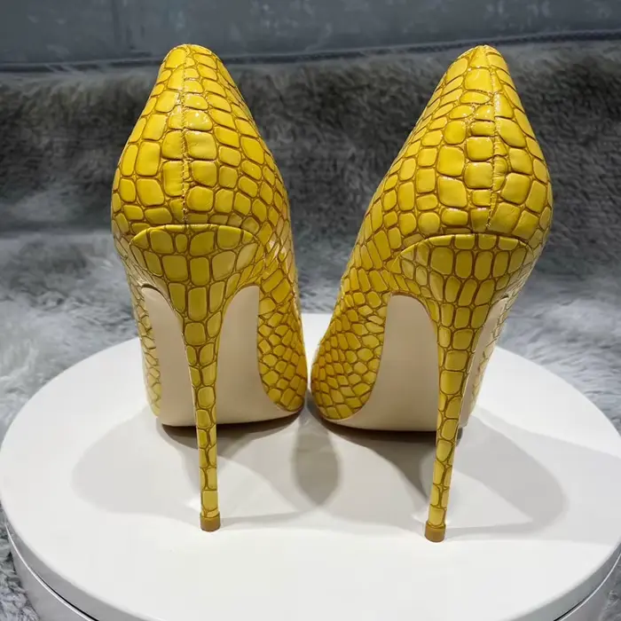 Talons hauts pointus pour femmes, aiguille jaune néon, talons hauts élégants, sexy, fête, grands 10,