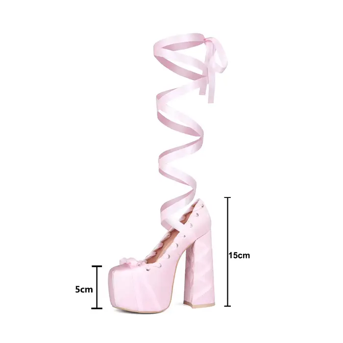 Sandales à plateforme roses à lacets croisés pour filles