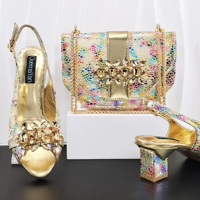 Doershow – ensemble de chaussures et sacs de style africain pour femmes, de haute qualité, bleu ciel