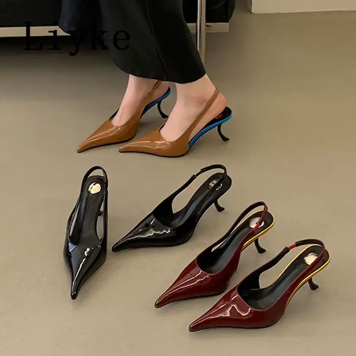 Escarpins Liyke en cuir verni rouge bordeaux pour femme