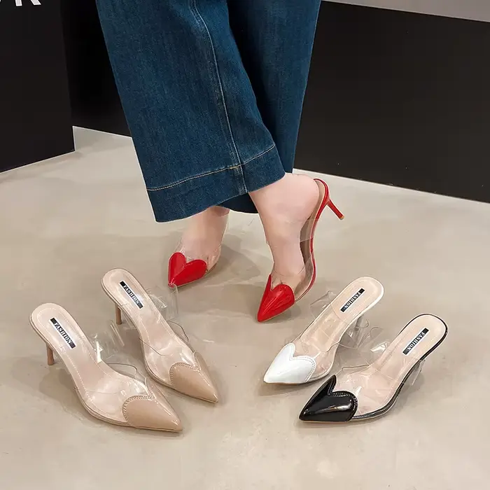 Sandales transparentes à bout ouvert pour femmes
