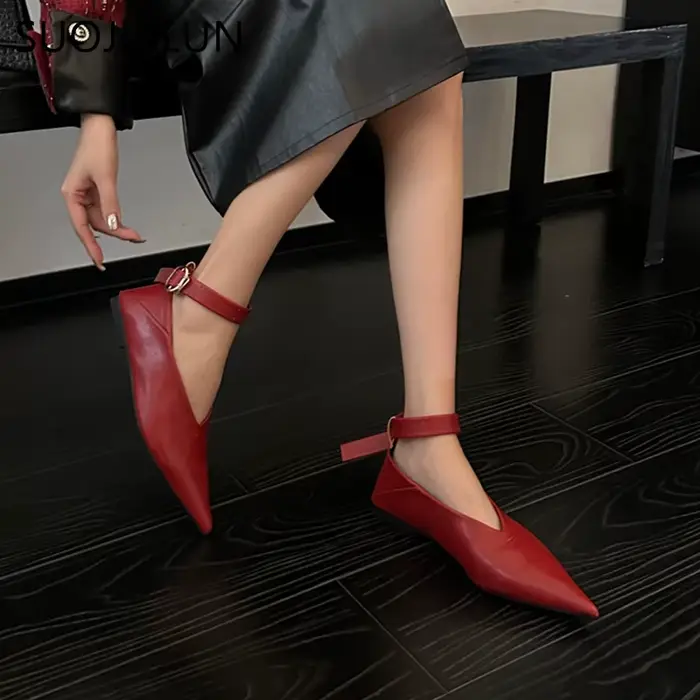 SUOJIALUN-Chaussures Plates à Talon Doux et Jolie tu pour Femme, Élégantes, Peu Profondes, Mary Esse