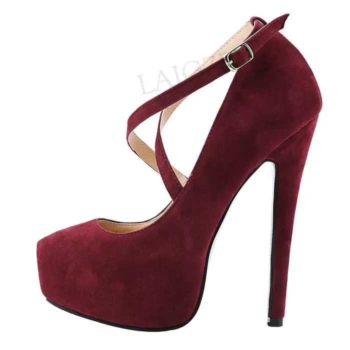 LAIGZEM-Escarpins à talons hauts pour femmes, sandales en faux daim, chaussures de soirée, grande ta