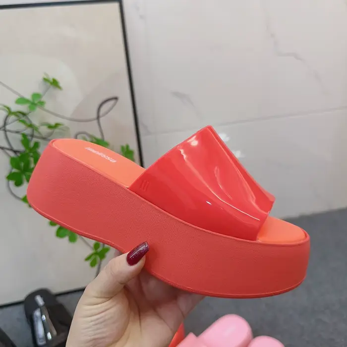 Mini Melissas sandales d'été femmes pantoufles bout carré talons hauts