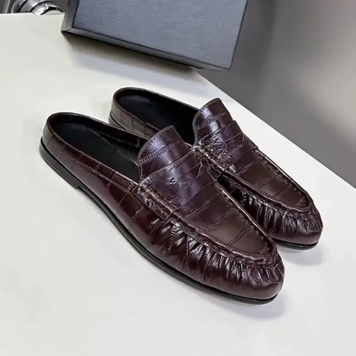 Dilalula 2026 Tendance Mules plissées en cuir naturel pour femme