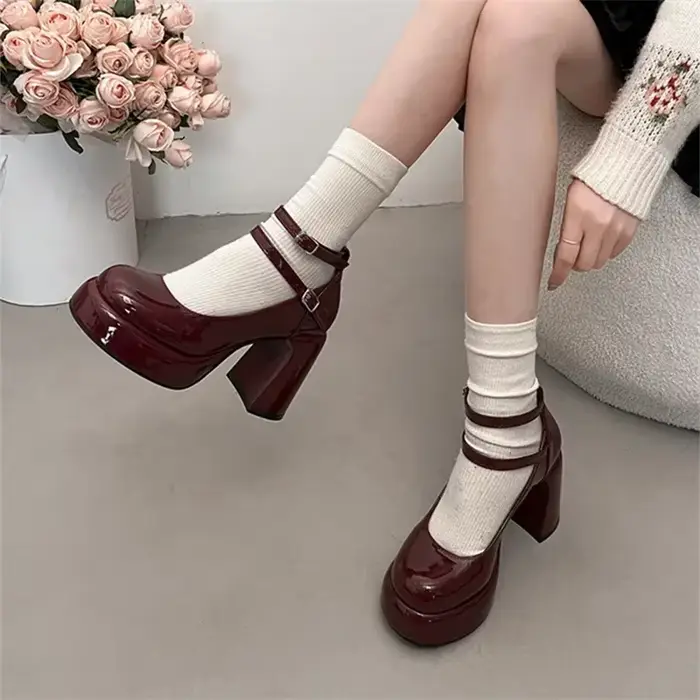 Mary-Escarpins à Essence à Talons Épais pour Femme et Fille