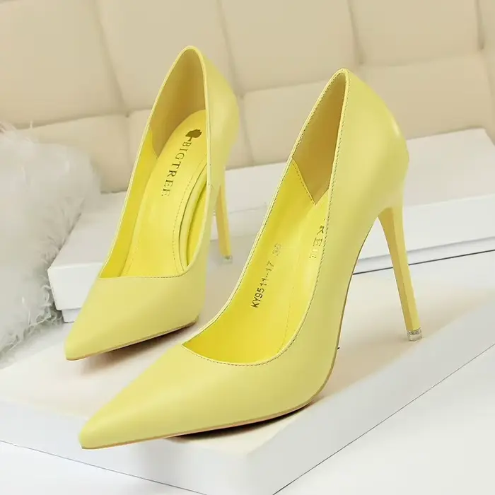 Escarpins pour femmes 7.5cm 10.5cm talons hauts en cuir souple chaussures simples peu profondes