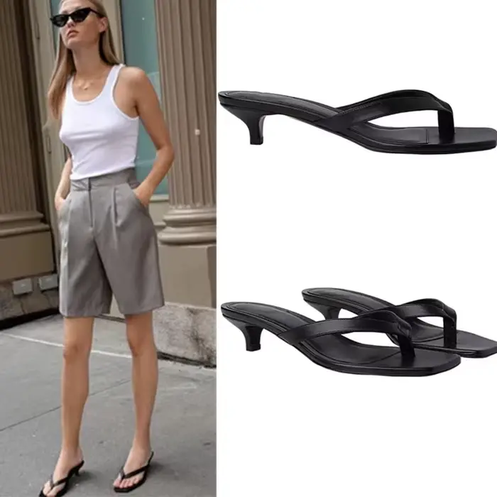 Élégantes Sandales à Talon Chat pour Femmes 2026 Nouvelle Mode Extérieure Confortables en Cuir pour Dames