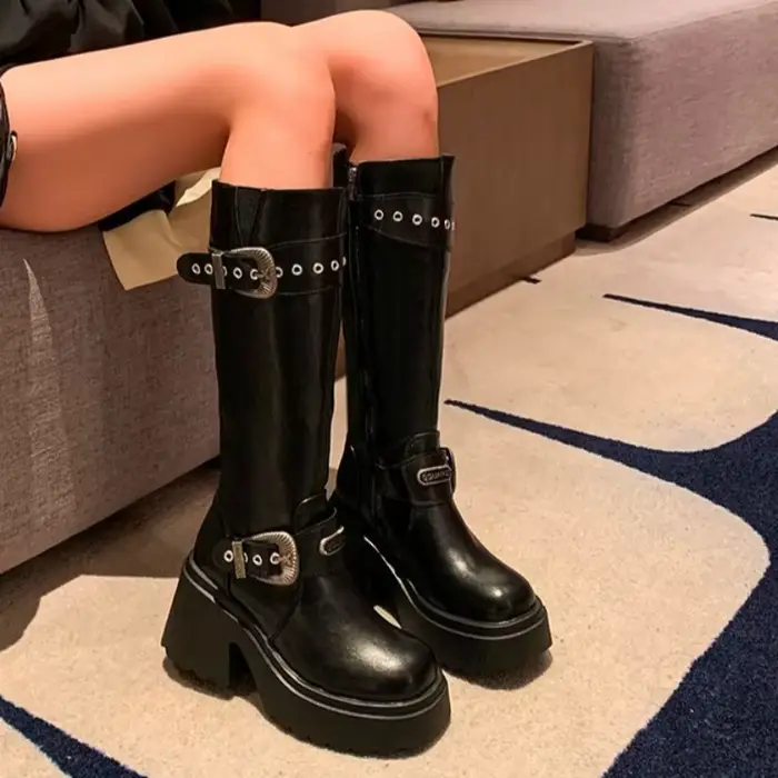Bottes d'hiver en coton à talon optique pour femmes, tête ronde, fermeture à glissière latérale, riv