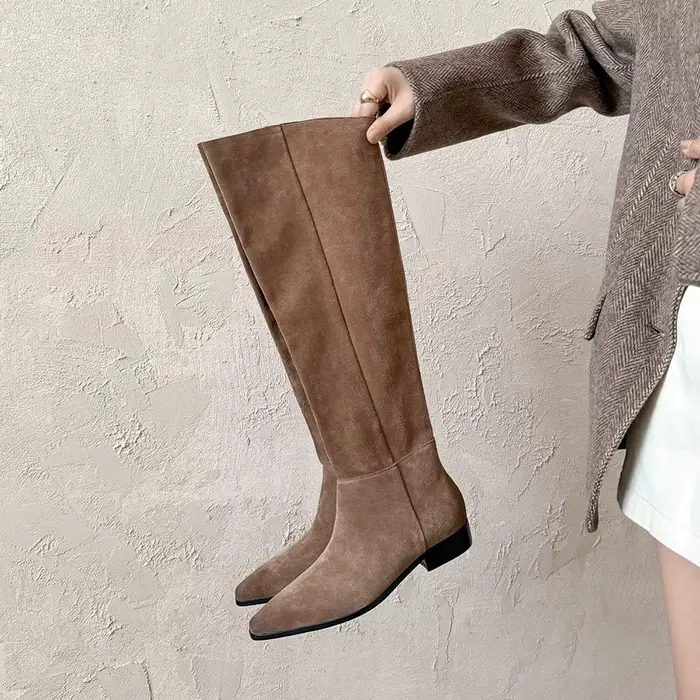 Aucegi Bottes hautes confortables à bout rond pour femme, nouvelle collection printemps-automne, tal