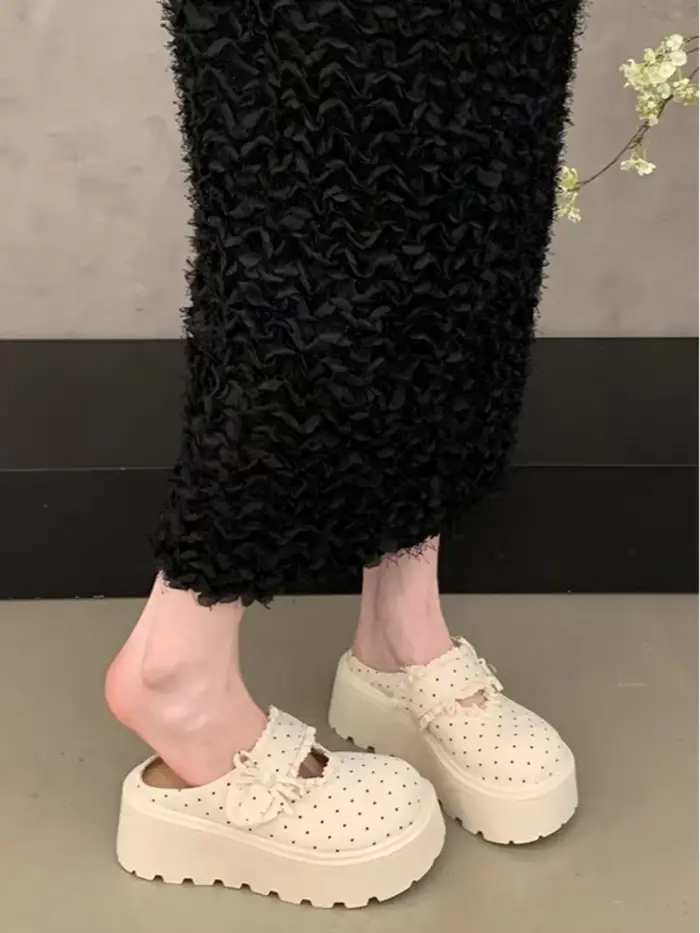 Nouvelles mules Mary Jane à plateforme à pois pour femme 2026