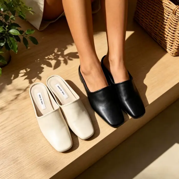 Nouvelles Mules pour Femme, Sandales à Talons Compensés Mi-Hauts, Tongs Slingback Confortables et Tendance pour la Marche