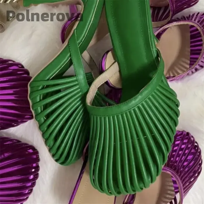 Mules à bout rond en cuir pour femmes