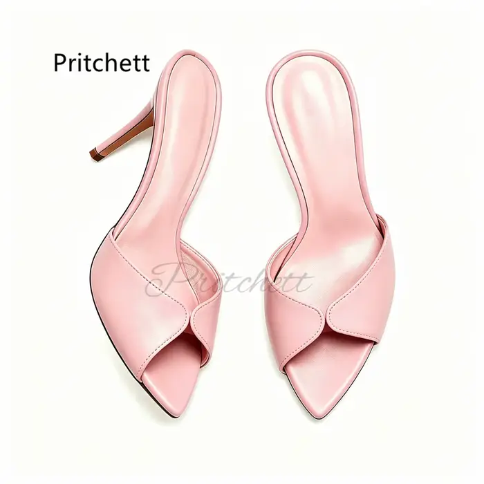 Mules élégantes en cuir mat à talon aiguille de 12 cm pour femme – Chaussures d'été à bout pointu et