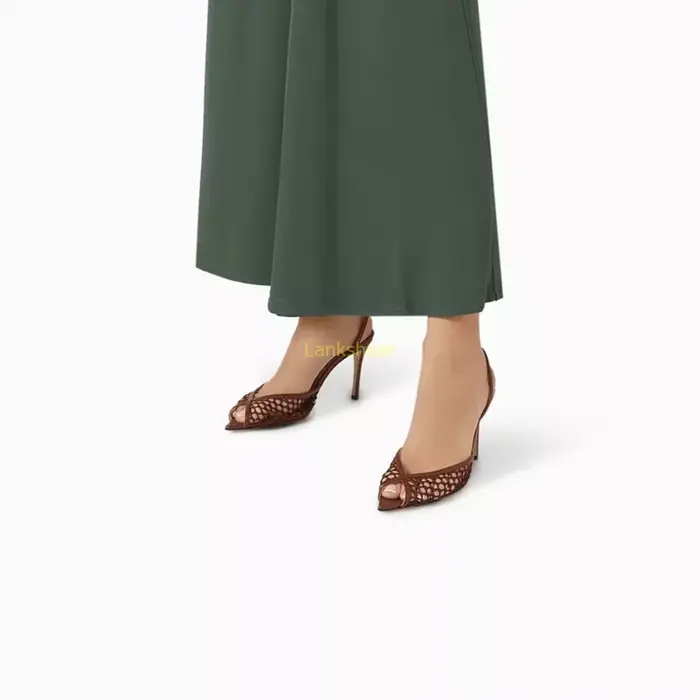 Peep Toe Net Slingback cheville chaîne sandales Sexy évider bout pointu talon mince nouveautés mode femmes chaussures modernes