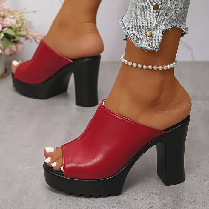 Mules à talons hauts épais pour femmes