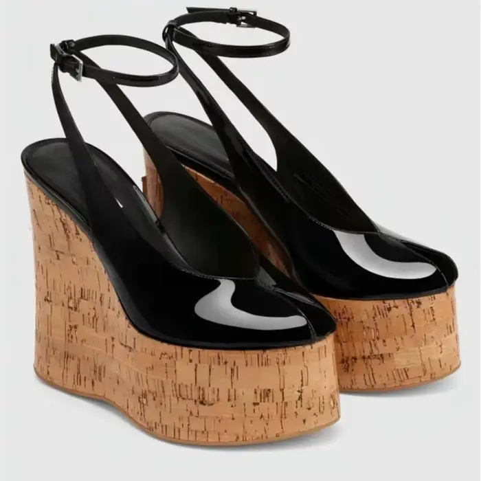Sandales d'été compensées à plateforme pour femme, à bout ouvert, avec dentelle florale, imperméable