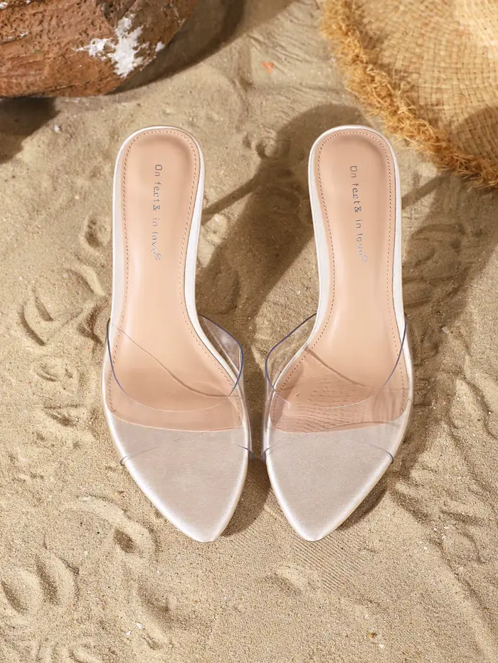 Sandales mules à talon aiguille transparentes en TPU