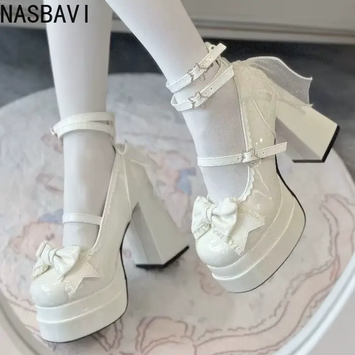 NASBAVI boîte de nuit plate-forme femmes Lolita pompes mode peu profonde chaussures à talons hauts 2025 printemps