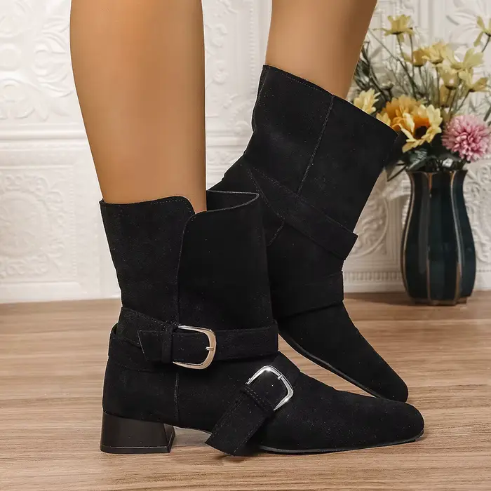 Bottes skinny kaki à talons grossiers