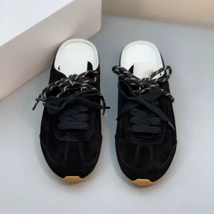Nouveaux modèles de chaussures mules à talons épais et lacets, sandales à bout rond en cuir, décontr