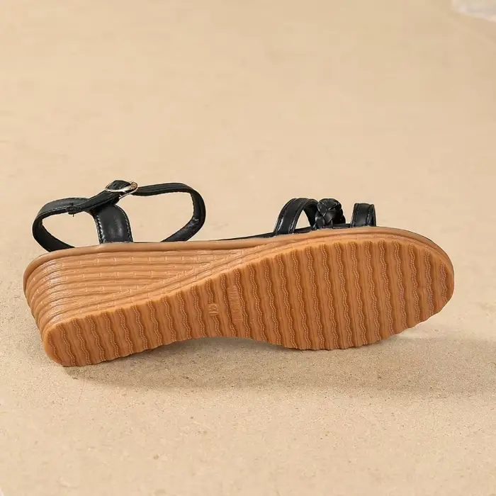 Sandales compensées d'été pour femmes en cuir PU