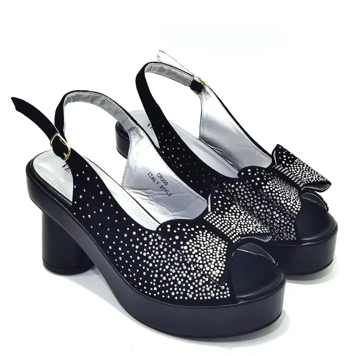 Talons Carrés avec Plateforme pour Femme, Ensemble de Chaussures et de Sacs Africains, Escarpins en 
