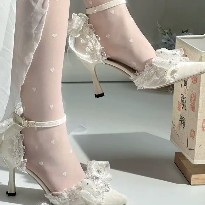 Sandales à talons pour dames, chaussures de styliste Lolita, avec nœud Y2K, Mary Jane, chaussures de mariée blanches, chaussures de fête, tendance 2025