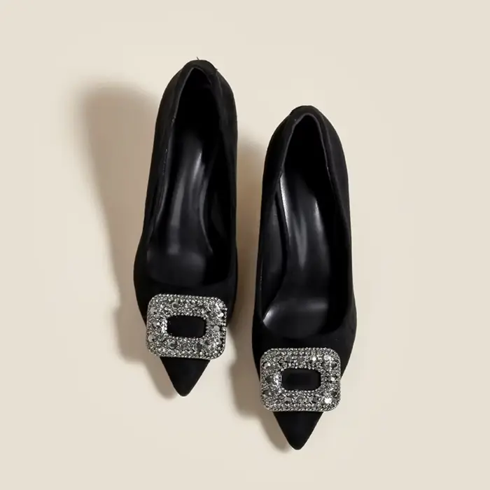 Baotou-Sandales à Talons Mi-Hauts et Fins pour Femme, Chaussures de Banquet Noires à Structure Carré
