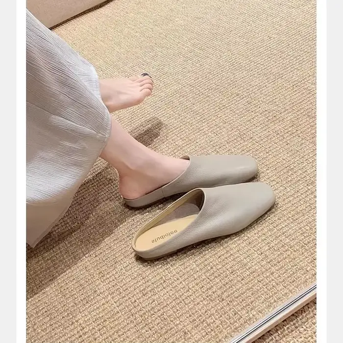 Mules confortables en cuir souple Grape Mom pour femmes, pantoufles tendance printemps-été, nouvelle