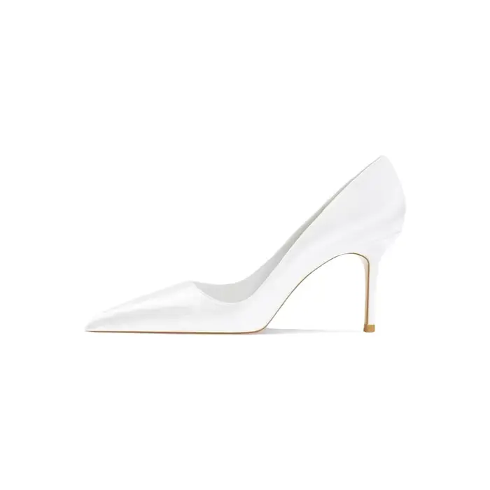 Nouvelles Chaussures de Mariée Blanches à Talons Hauts, Design Élégant et Simple, Chaussures Mary Jane pour Femme, Talon Chaton, Semelle en Caoutchouc
