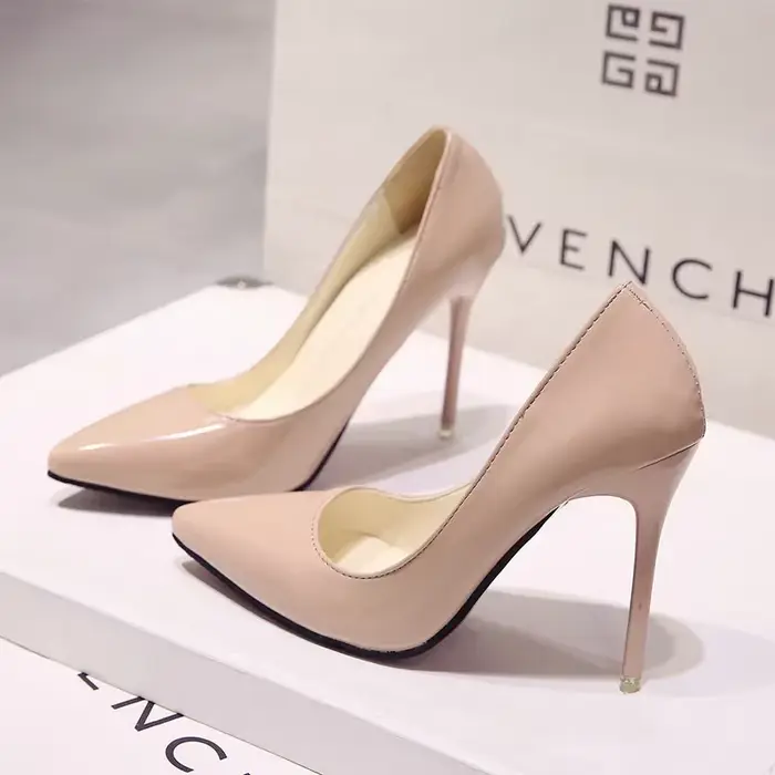 Escarpins à Talons Hauts en Cuir Verni pour Femme, Chaussures de Mariage à Talons Fins, Sexy, Pointues, Taille 44, Nouvelle Collection