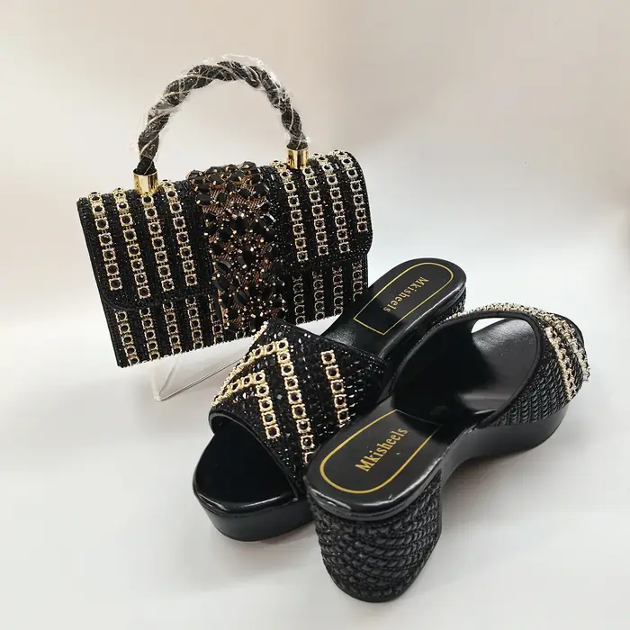 Mode 2025 nouvelles femmes strass chaussures et sac ensemble OToe pompes pour chaussures de fête de 