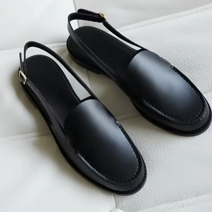 Chaussures à boucle pour dames, bout rond, talons mi-épais, lignes de couture, sandales avec sangle 