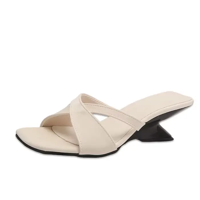 Mules tendance à talon chaton pour femme, Nouveauté été 2026, à porter à l'extérieur, à bout carré e