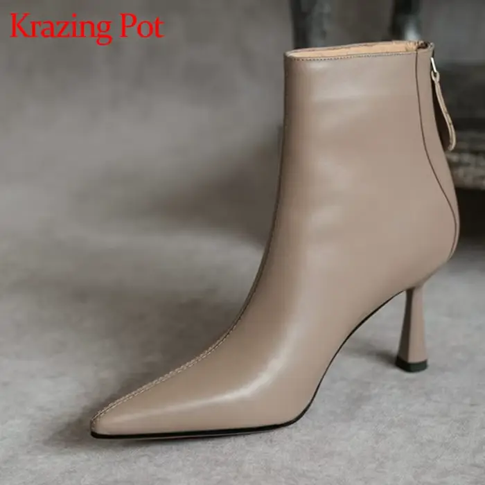 Krazing Pot grande taille 42 cuir de vache bout pointu talons hauts Design Chic concis hiver printem